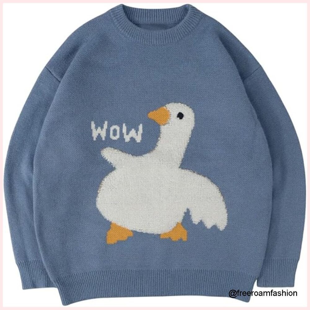 Oversized Graphic Sweater Unisex Knit Pullover Streetwear Casual Tunic